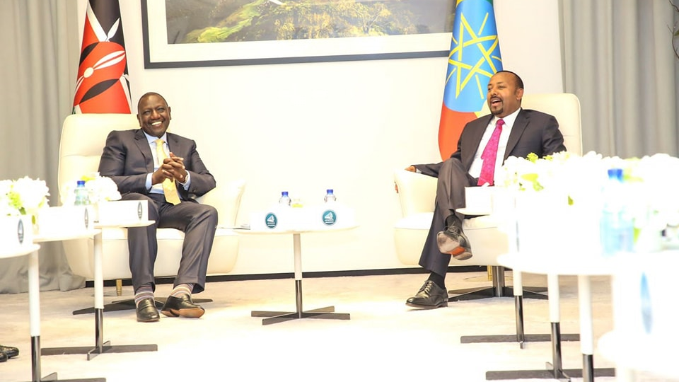 Kenya's President William while holding talks with Prime Minister Abiy Ahmed in the capital Addis Ababa. /Kenya's Presidency