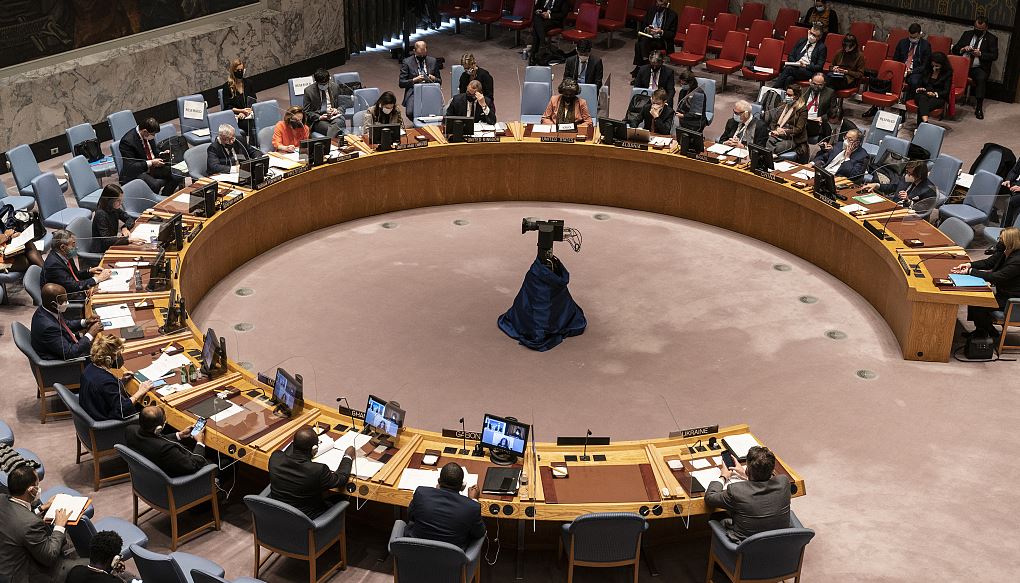 FILE: A United Nations Security Council meeting goes on at UN Headquarters in New York on February 17, 2022. /CFP