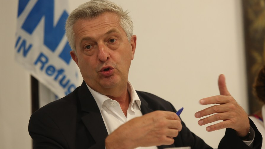 Filippo Grandi, United Nations High Commissioner for Refugees (UNHCR), speaks at a news conference in Dar es Salaam, Tanzania, on Aug. 26, 2022. /Xinhua