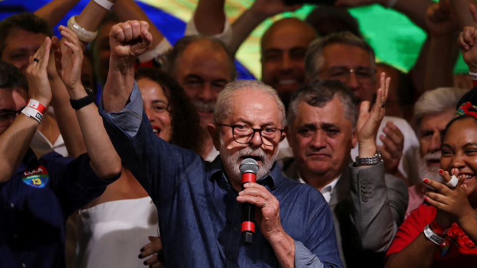 Brazil's former President and presidential candidate Luiz Inacio Lula da Silva speaks at an election night gathering on the day of the Brazilian presidential election run-off, in Sao Paulo, Brazil October 30, 2022. /REUTERS