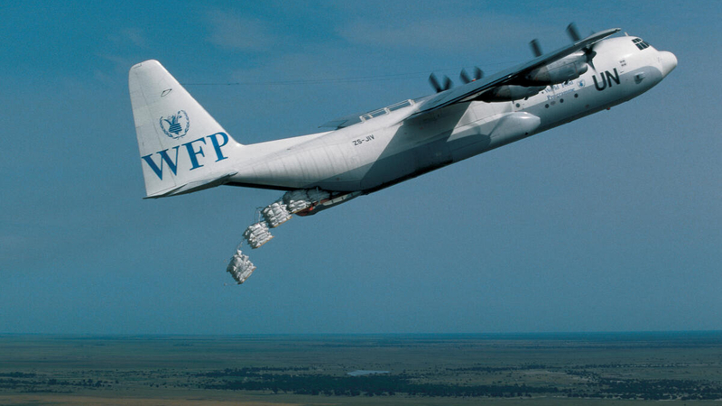WFP relief food plane. /WFP