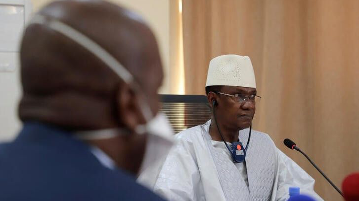  Mali's Prime Minister Choguel Maiga attends a meeting with the United Nations Security Council delegation in visit in Bamako, Mali October 24, 2021. /REUTERS