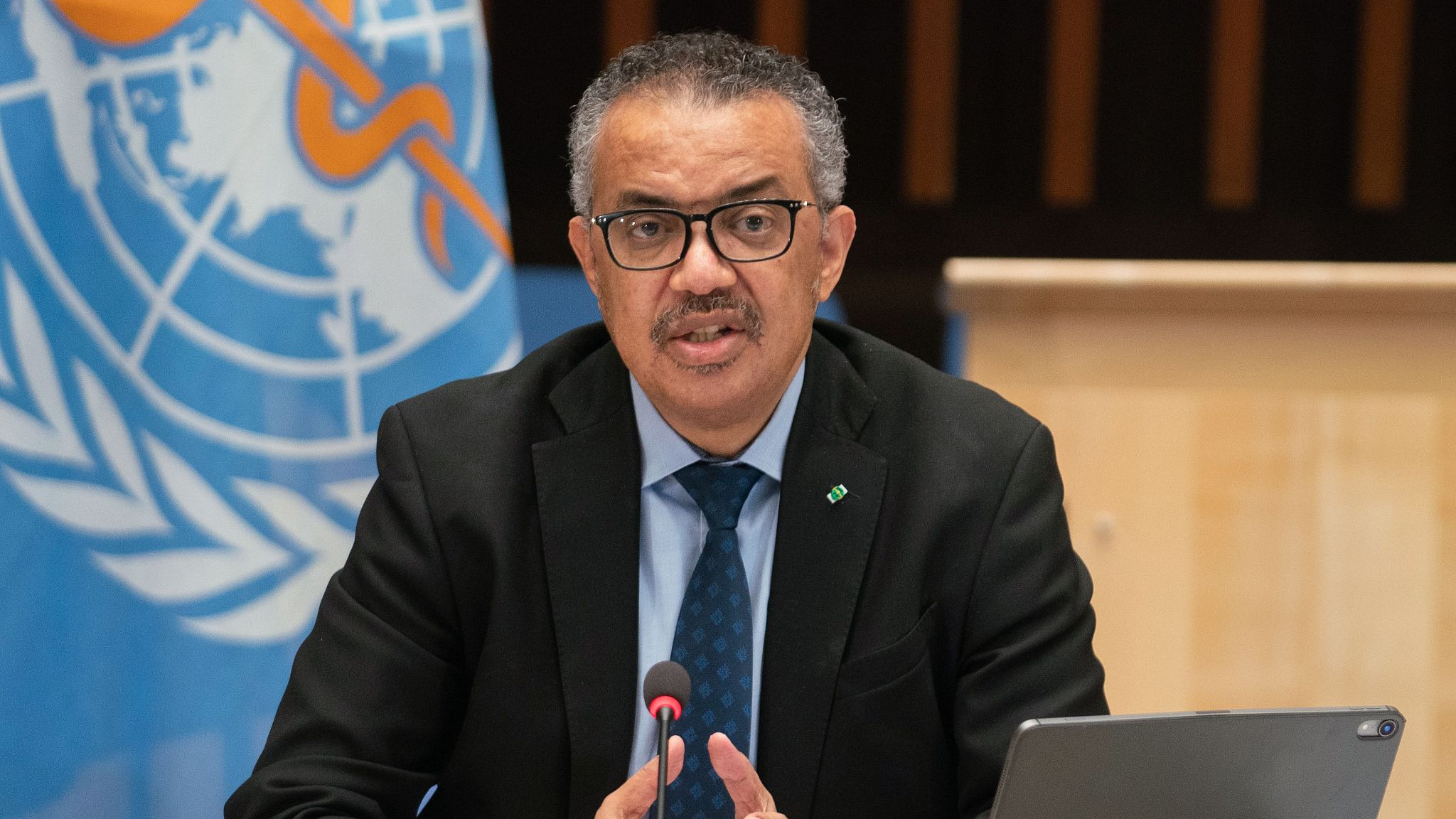 World Health Organization (WHO) Director-General Tedros Adhanom Ghebreyesus delivers remarks during a WHO executive board meeting in Geneva, Switzerland, January 21, 2021. /CFP