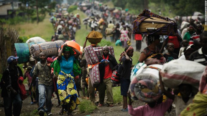 FILE PIC: People fleeing from eastern DR Congo. /AFP