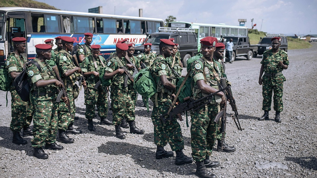 Burundian military personnel arrive at Goma airport in eastern Democratic Republic of Congo on March 5, 2023. /CFP