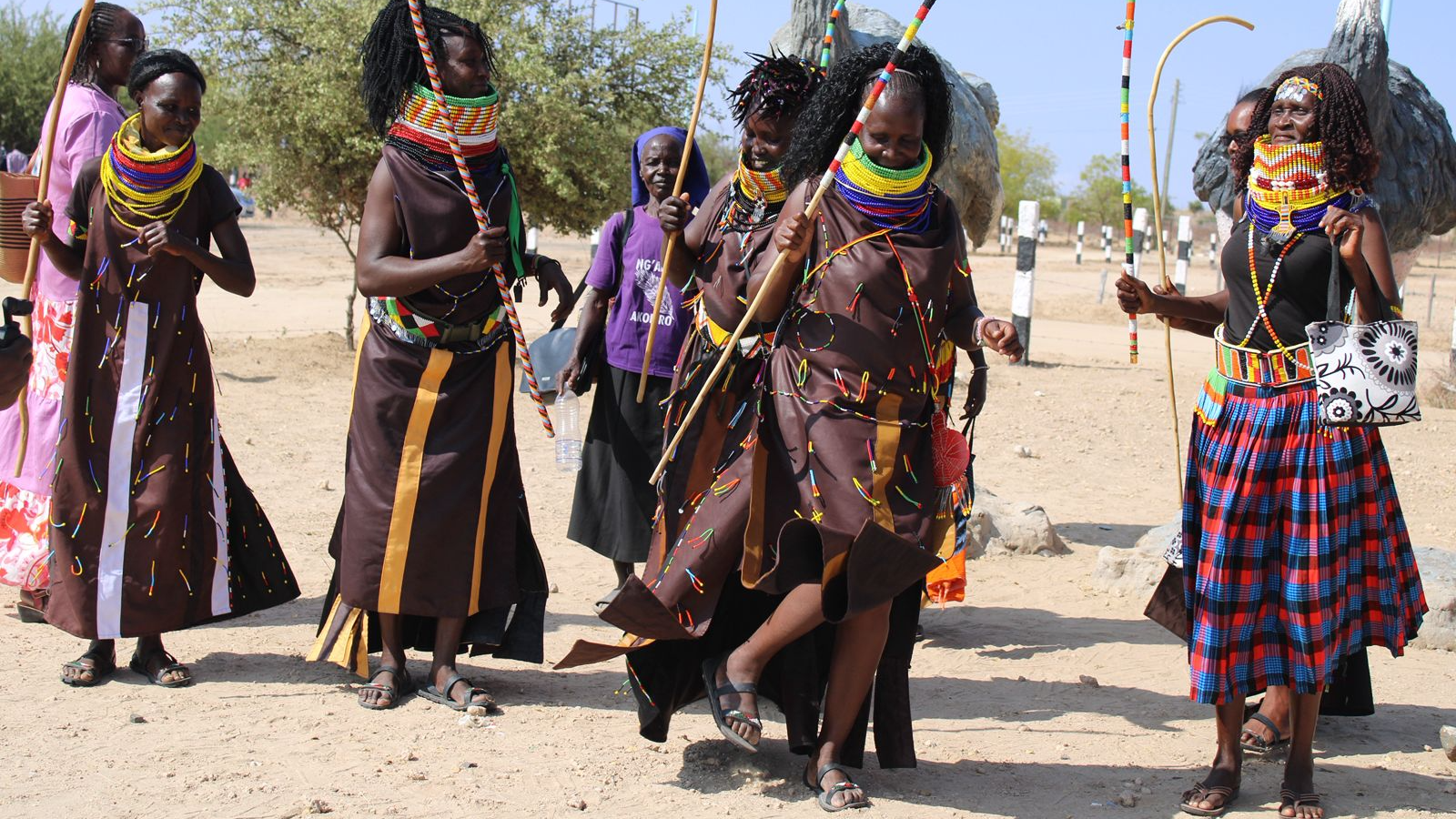 Performers practicing before performing during the 2025 Tobong'u Lore Cultural Festival in Lodwar, Turkana, northern Kenya.