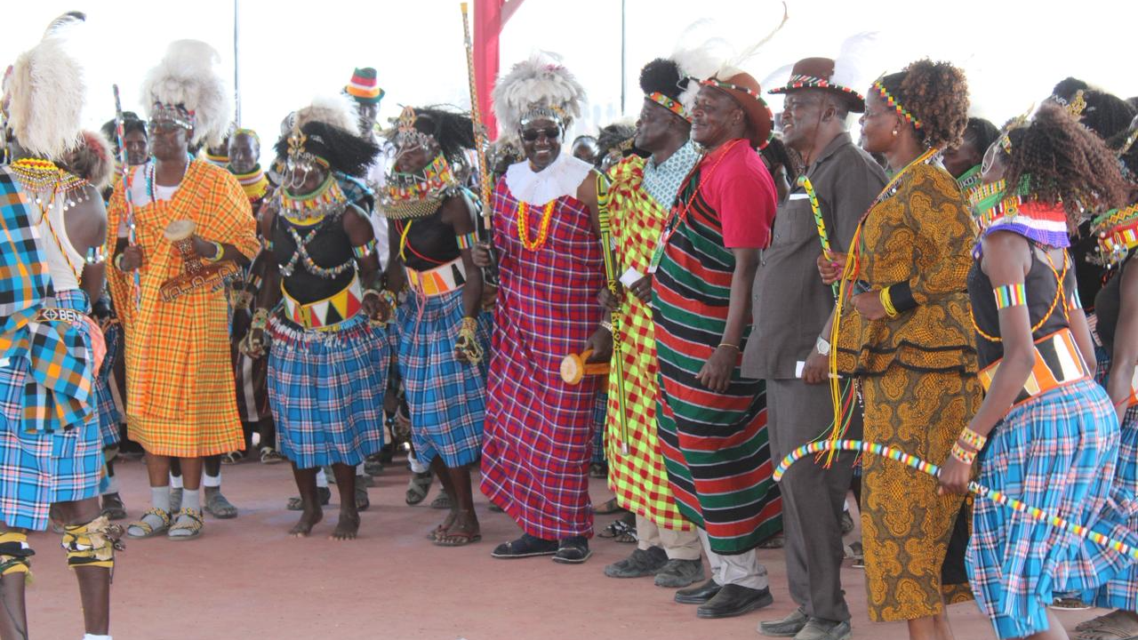 Kenyan President William Ruto (center) during the 2025 Tobong’u Lore Cultural Festival in Lodwar, Turkana, northern Kenya.