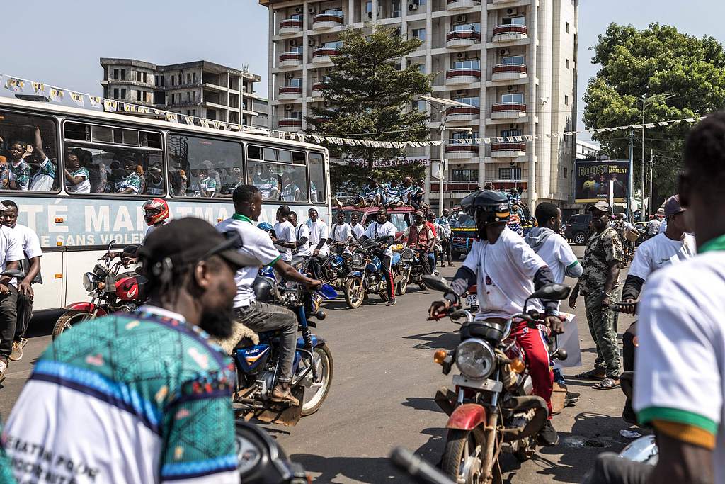 Supporters of General Mamady Doumbouya gathered in Guinea’s capital, Conakry, on December 25, 2025, ahead of the presidential election on December 28, 2025. /CFP