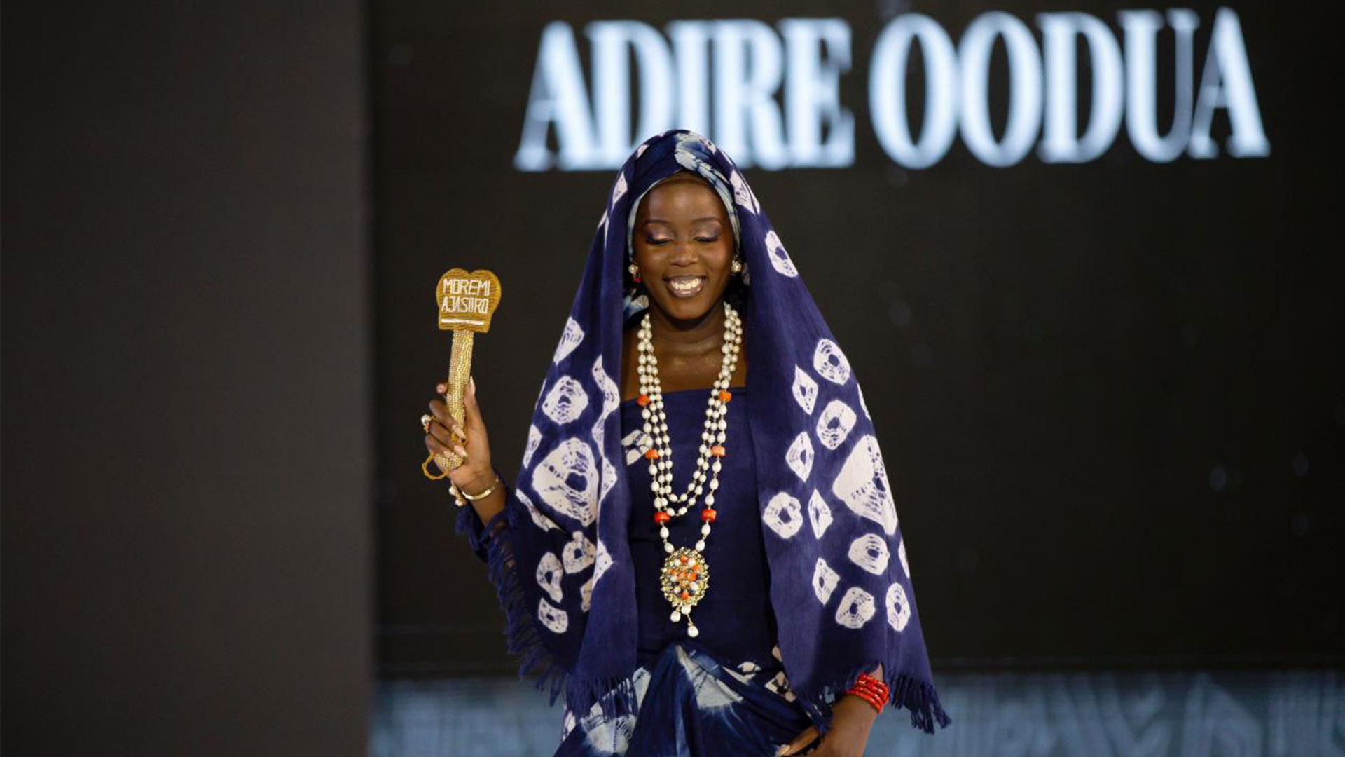 A model presents a creation during a show of African designers at the Africa Fashion Week Nigeria (AFWN) in Lagos, Nigeria, 21 December 2025. /CFP