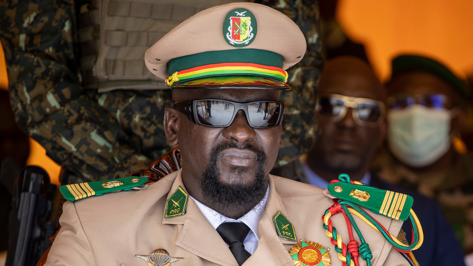 FILE - Guinea's leader Col. Mamady Doumbouya watches over an independence day military parade in Bamako, Mali on Sept. 22, 2022. /CFP