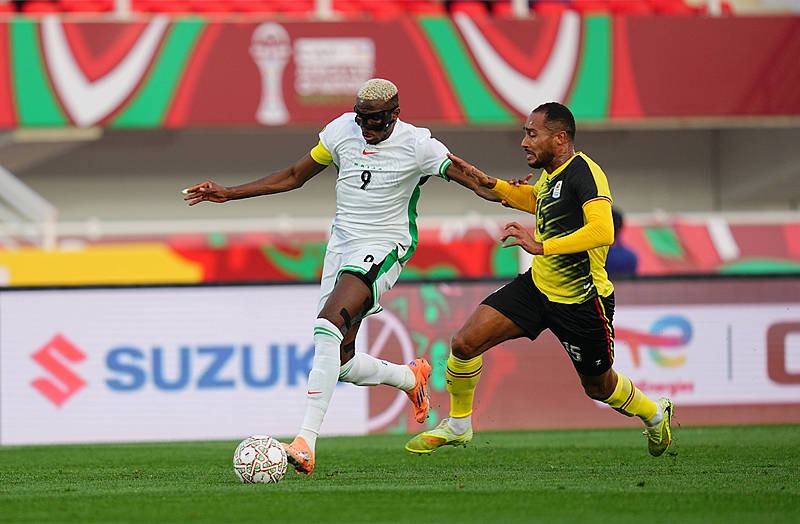 The Super Eagles of Nigeria taking on Uganda Cranes in the AFCON Group stage match. /CFP