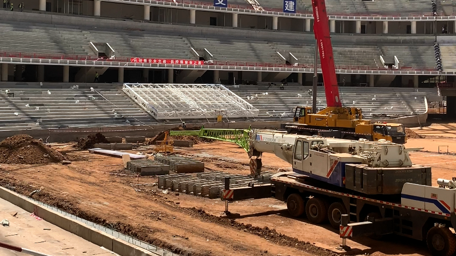 Construction of Talanta Sports City project in Nairobi, January 14, 2026. /Photo by CGTN Digital Media Producer Kelvin Mokaya