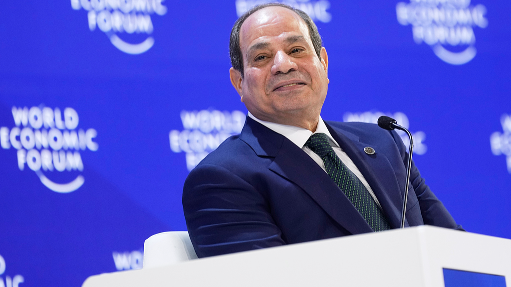 Egyptian President Abdel-Fattah el-Sisi attends a conversation at the Annual Meeting of the World Economic Forum in Davos, Switzerland, Wednesday, January 21, 2026. /VCG
