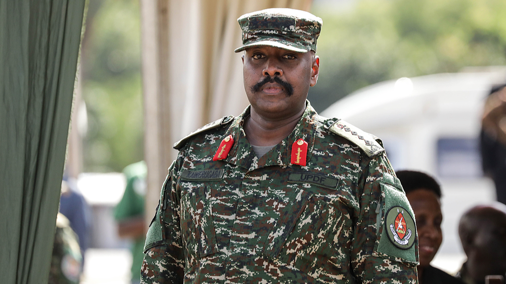 General Muhoozi Kainerugaba, Uganda's Chief of Defense Forces at the Chief of Defense Forces Inter-Forces Drill Competition in Kampala, Uganda, May 13, 2025. /CFP
