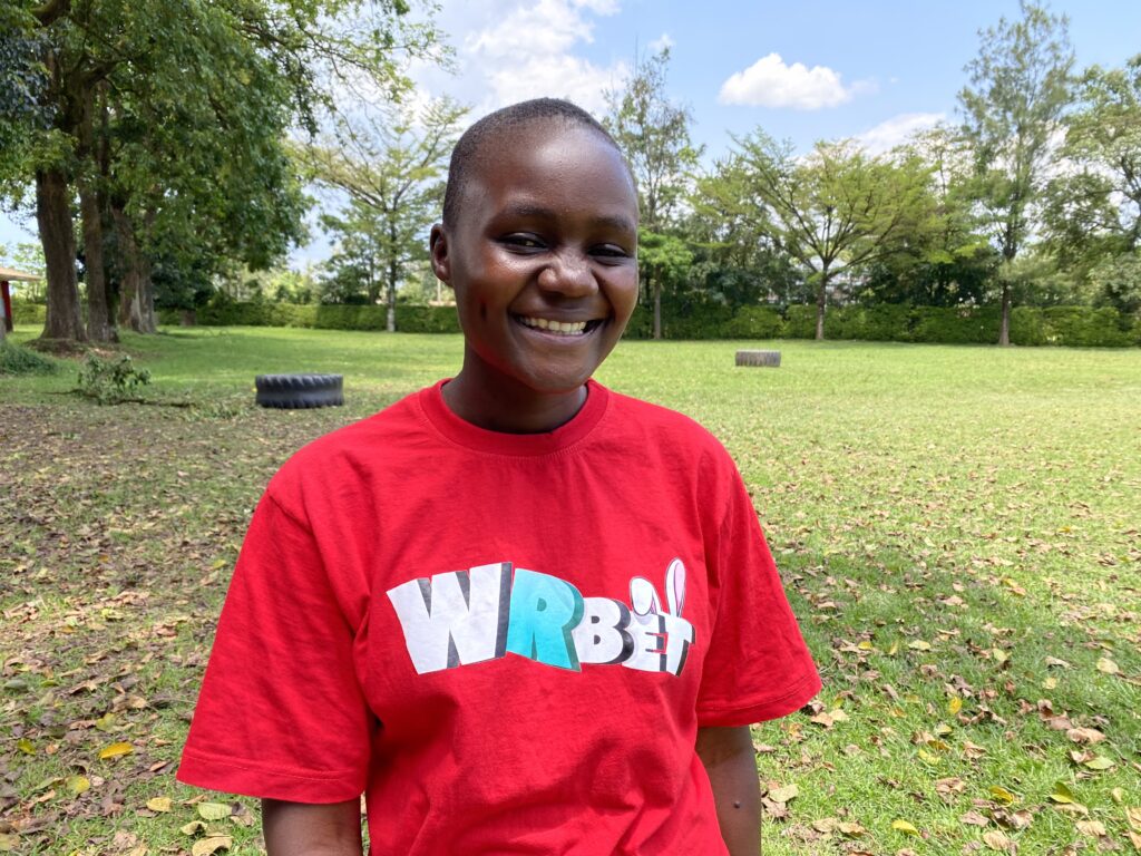 Esther Eulolo poses for a photo after an interview. /CGTN reporter Gabriel Rotich