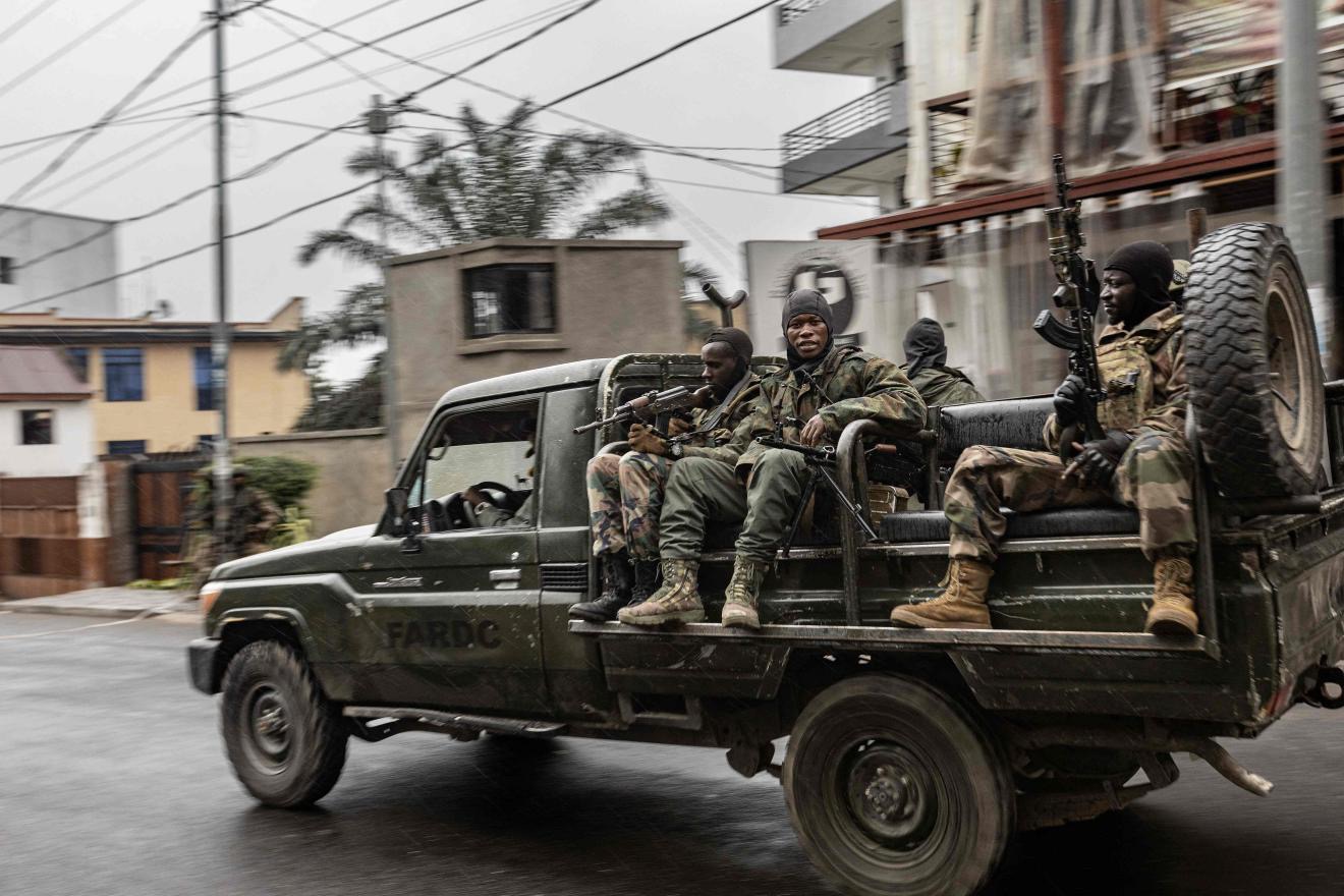 Members of the M23 armed group ride in a vehicle formerly belonging to the Armed Forces of the Democratic Republic of Congo (FARDC) while patrolling a street in Goma on January 29, 2025. /CFP