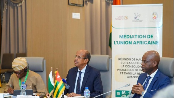 The Chairperson of the African Union Commission, H.E. Mahmoud Ali Youssouf, delivers keynote remarks at the Preparatory Working Session for the High-Level Meeting on the Coherence & Consolidation of the Peace Process in the Democratic Republic of the Congo (DRC) & the Great Lakes Region, held at the Congress Palace in Lomé on January 16, 2026. /African Union