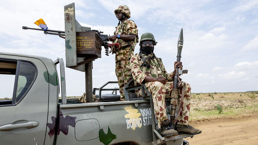 Nigerian soldiers of the Multinational Joint Task Force (MNJTF) stood guard in Mongno, Borno State, Nigeria, on July 5, 2025. /CFP