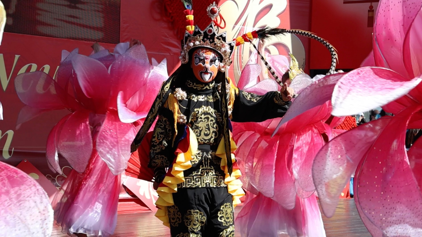Sichuan opera performers stunned the crowd with their rapid face-changing skills at the V&A Waterfront in Cape Town, South Africa, February 1, 2026. /CMG