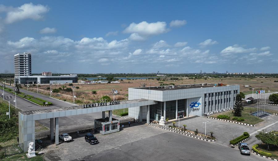 An aerial drone photo taken on March 1, 2024 shows the entrance to the Lekki Free Trade Zone in Lagos, Nigeria. /Xinhua