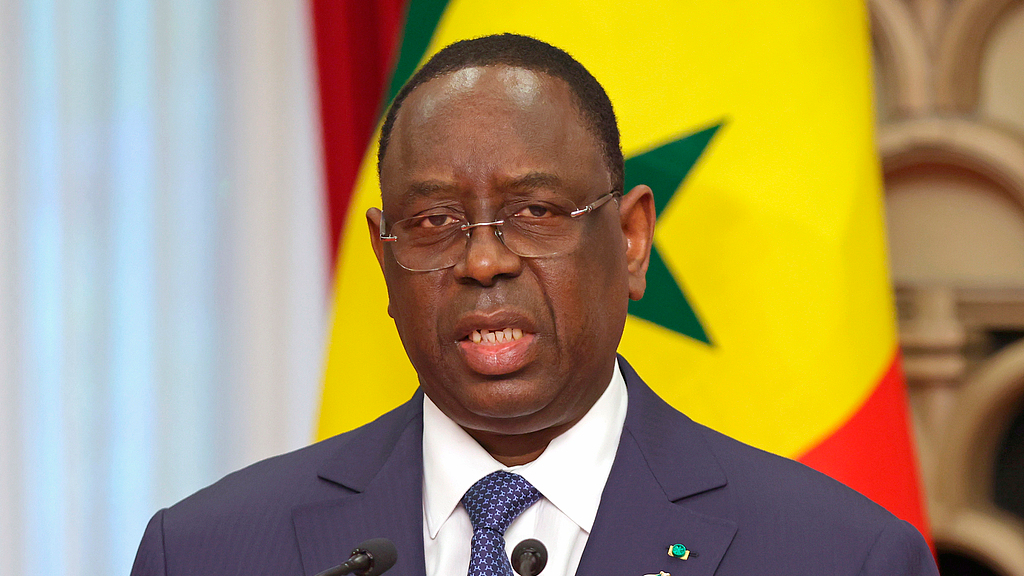Senegal's former president Macky Sall attends a joint meeting with Japan's then Prime Minister Fumio Kishida after their summit meeting at the prime minister's office in Tokyo, Japan, December 19, 2022. /CFP