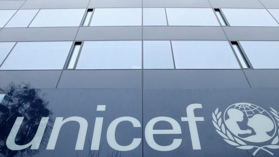 A UNICEF logo is pictured outside their offices in Geneva, Switzerland, January 30, 2017. /Reuters