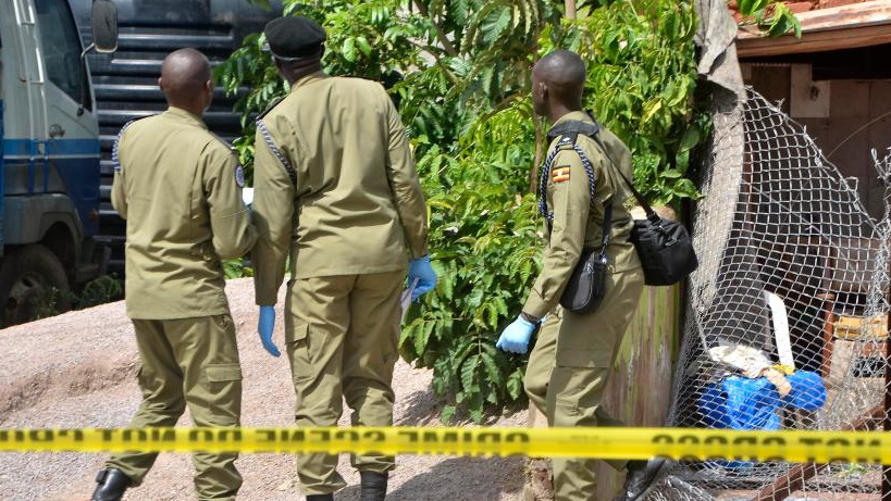 Ugandan police work at the scene where four children were killed in a stabbing at Ggaba Early Childhood Development Program School in Kampala, Uganda, on April 2, 2026. /Xinhua