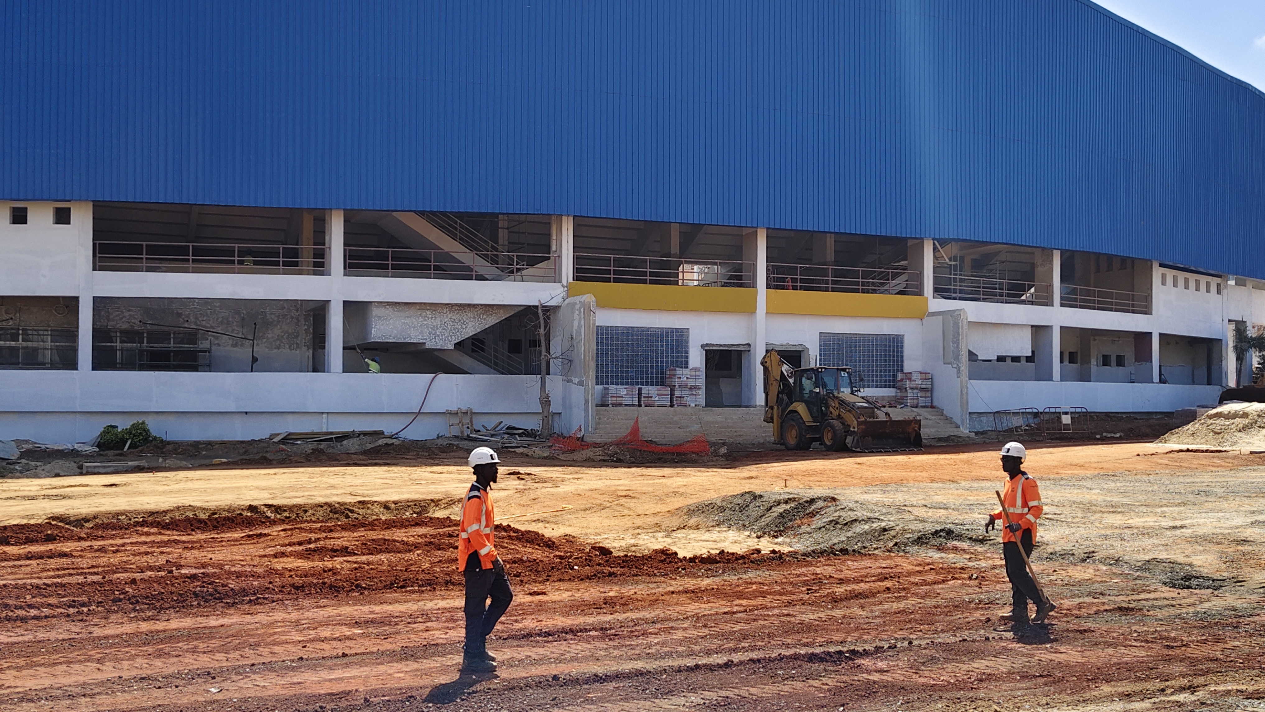 The Tour de l'Oeuf Olympic Center that is still under construction in Dakar, Senegal. The venue will host all aquatic sports, 3x3 Basketball, 5-Aside Baseball and Skateboarding during the Dakar 2026 Youth Olympic Games. /Mutwiri Mutuota/CGTN Africa 