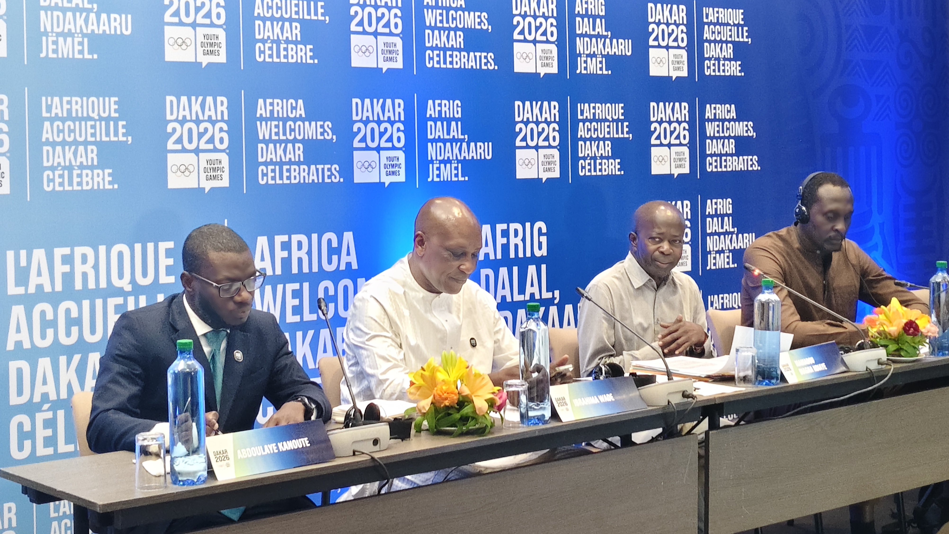 Left to Right: Abdoulaye Kanoute, Director of Communications Organizing Committee, Ibrahima Wade, Local Organizing Committee CEO, Mamadou Ndiaye, Organizing Committee President and Humphrey Kayange, IOC member. /Mutwiri Mutuota/CGTN Africa
