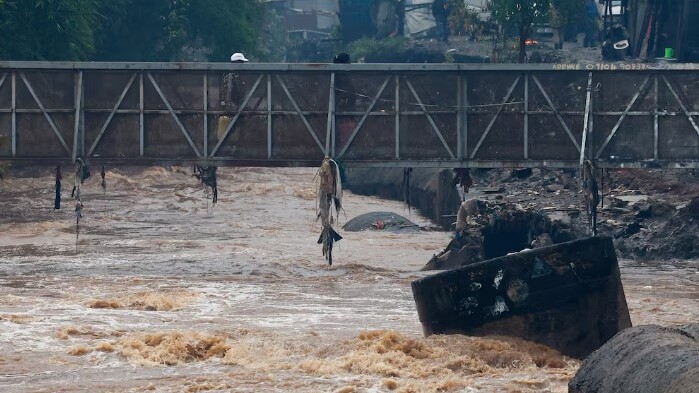 A photo shows the Nairobi River after floods caused by heavy rainfall in Nairobi, Kenya, on March 7, 2026. /Reuters