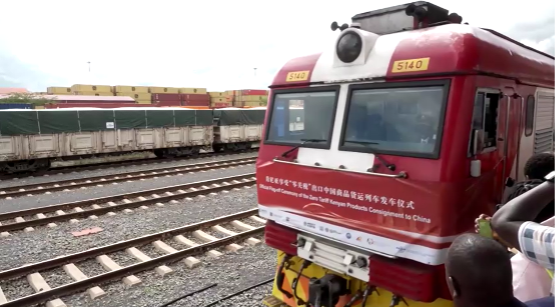 A train carrying the first batch of zero-tariff goods to China leaves Nairobi at the flag-off ceremony on March 23, 2026. /Reuters