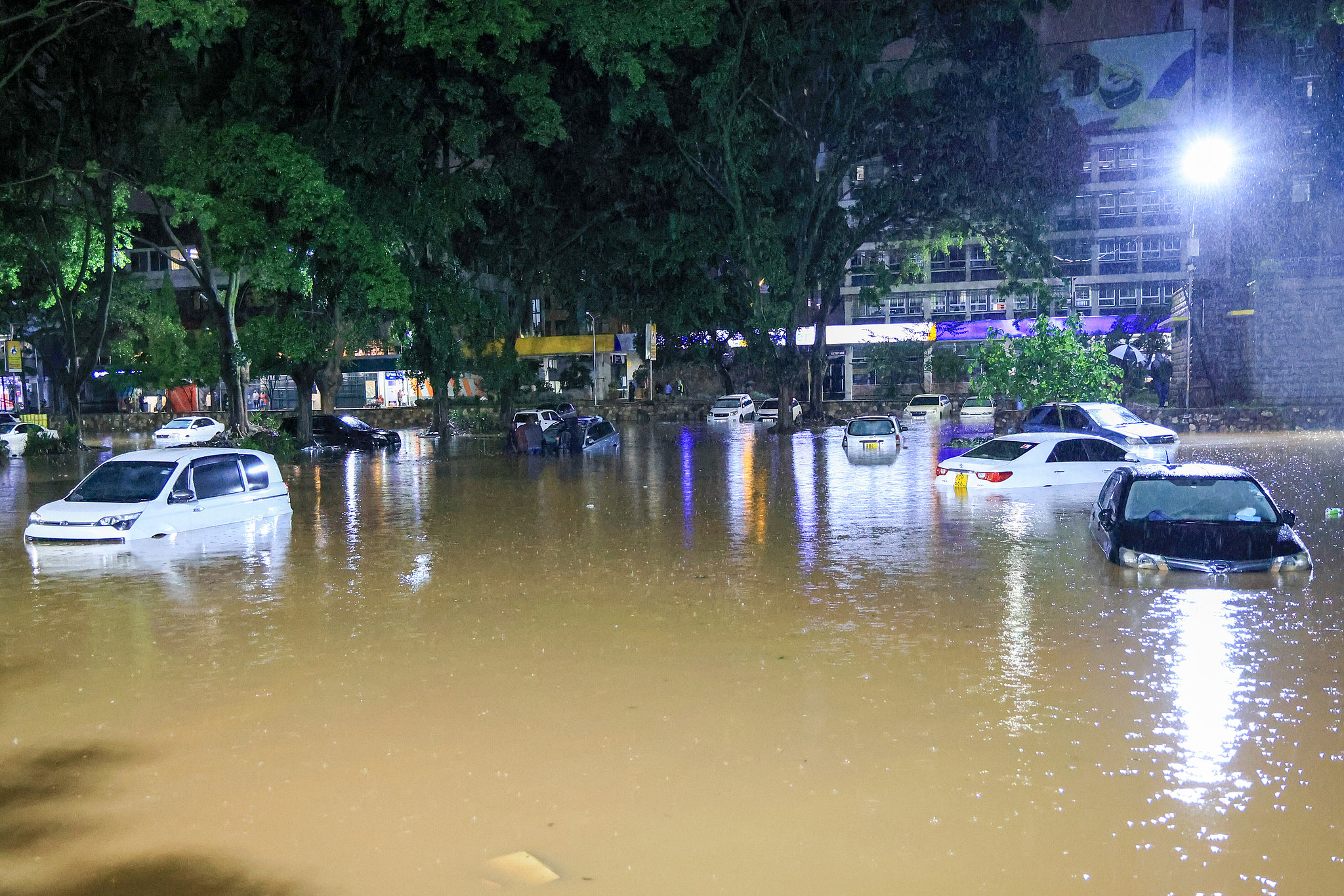 Cars are seen submerged after heavy rains flooded roads in Nairobi, Kenya, March 6, 2026. /CFP