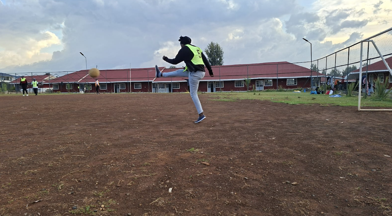 Makena's goalkeeper makes a strong save with a kick in Eldoret, Kenya March 27, 2026. /Makena Club