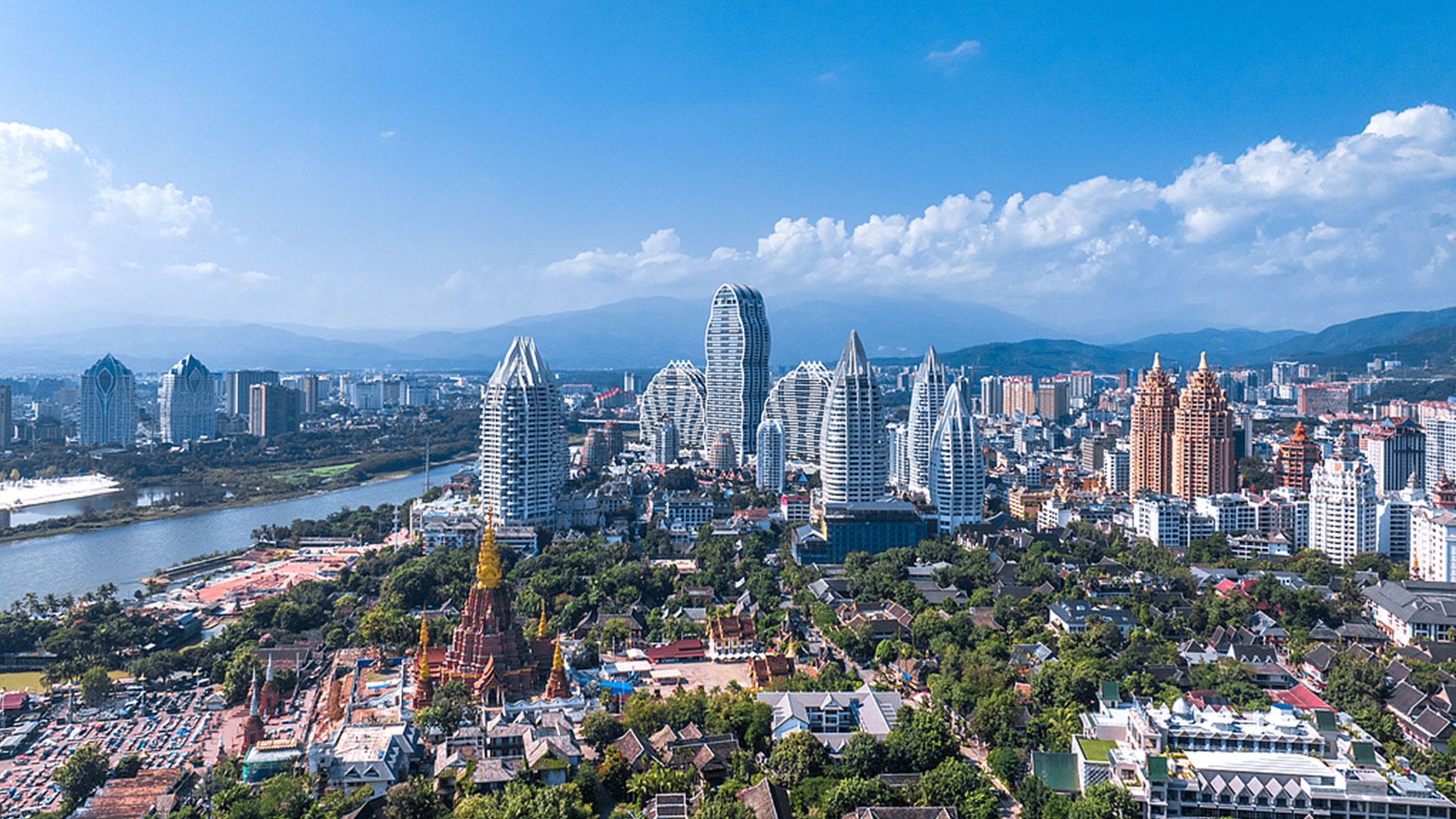 Aerial view of the city skyline in Jinghong, Xishuangbanna Dai Autonomous Prefecture, Yunnan Province, November 23, 2024. /CFP