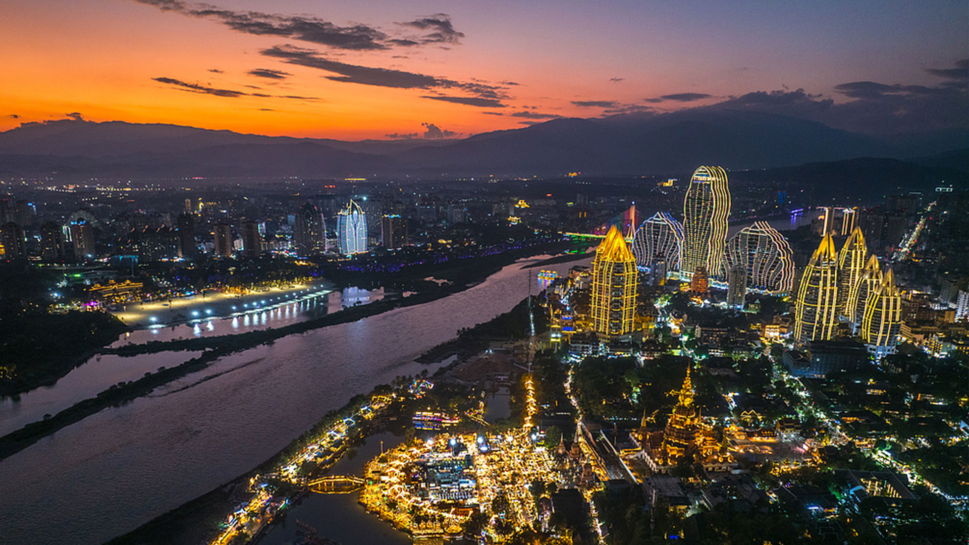 Aerial view of the city skyline in Jinghong, Xishuangbanna Dai Autonomous Prefecture, Yunnan Province, November 23, 2024. /CFP