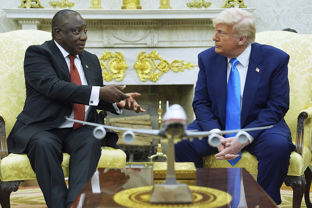 FILE PHOTO: President Donald Trump meets South African President Cyril Ramaphosa in the Oval Office of the White House, Washington, D.C., Wednesday, May 21, 2025. /CFP