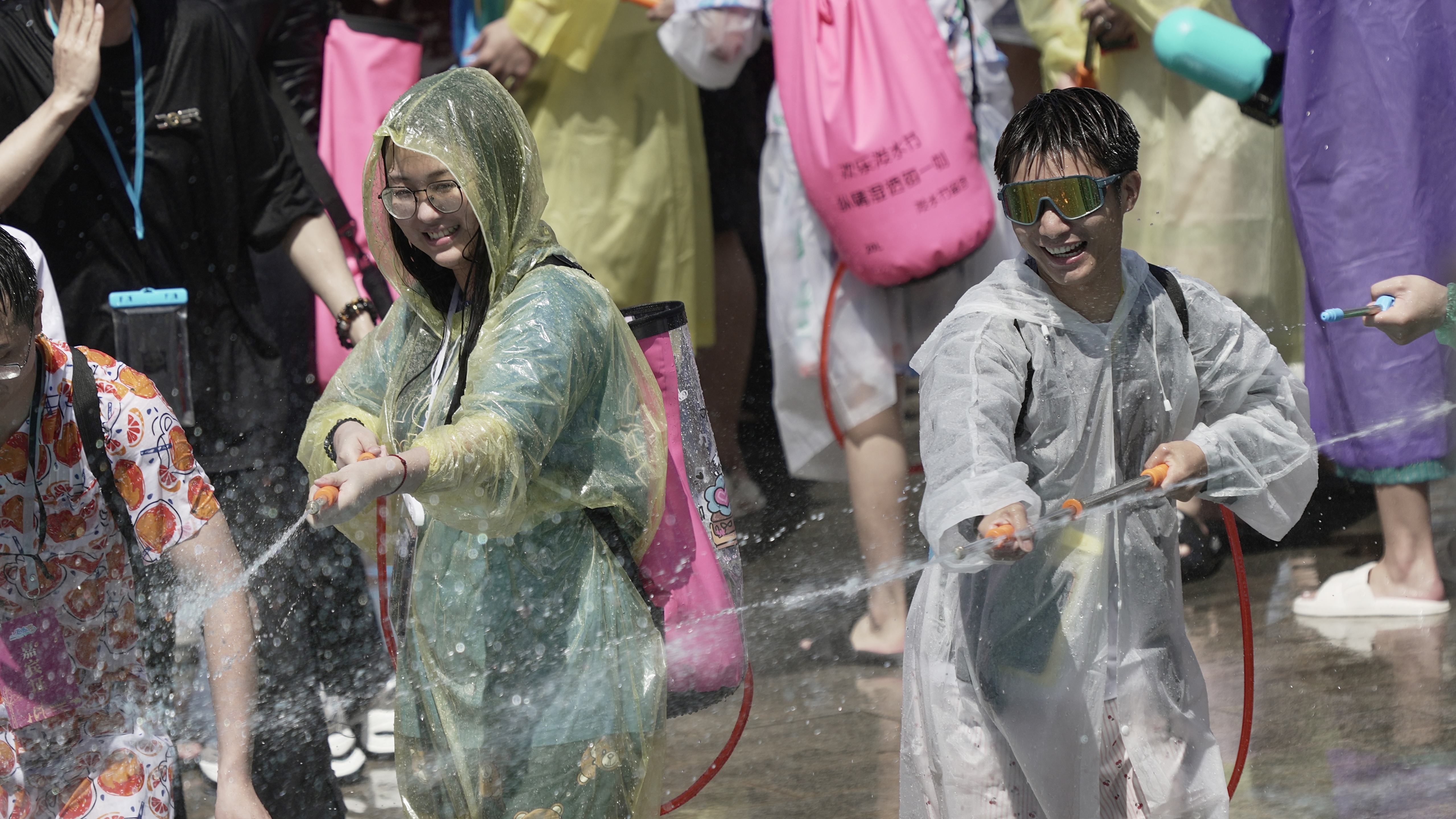 The annual Water Splashing Festival is held in Jinghong City of Xishuangbanna Dai Autonomous Prefecture, Yunnan Province on April 15, 2025. /CGTN