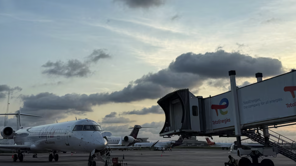 A commercial plane is parked at Terminal 2 of the Murtala Muhammed International Airport in Lagos, Nigeria, October 18, 2025. /Reuters