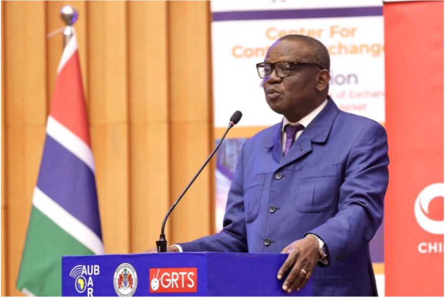 Gregoire Ndjaka, CEO of the African Union of Broadcasters, delivers a speech in Banjul, The Gambia, on April 16, 2026. /CMG Africa