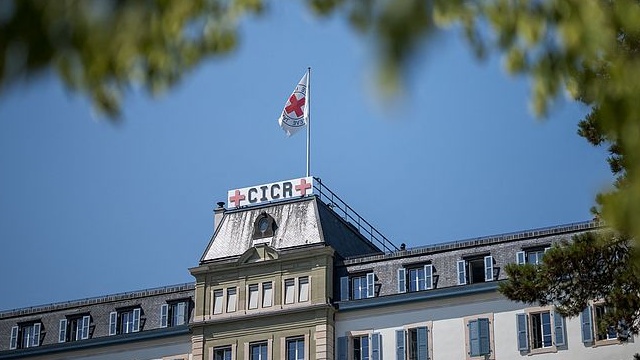 The International Committee of the Red Cross (ICRC) flag is seen at the organisation's headquarters in Geneva, Switzerland, on August 12, 2025. /CFP