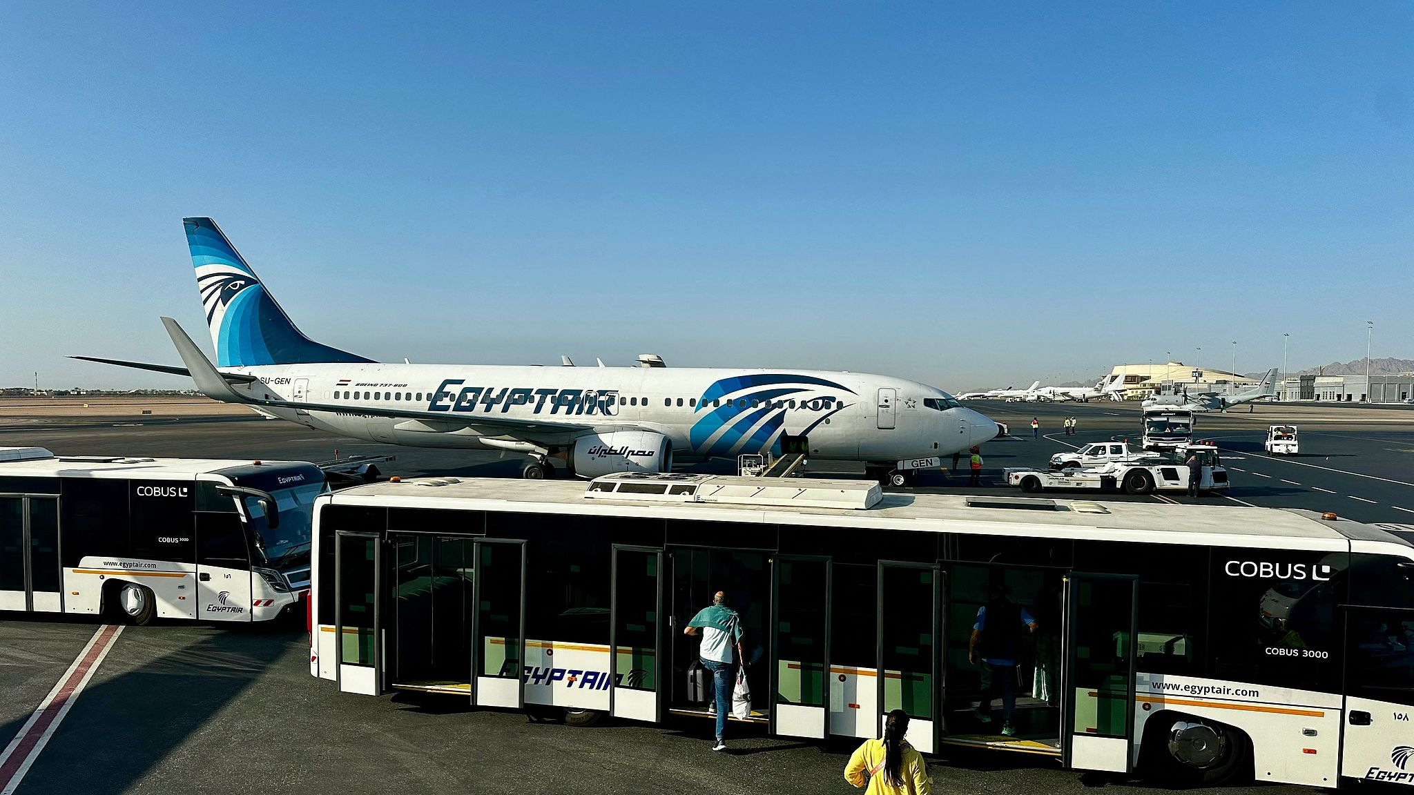 FILE: An EgyptAir passenger aircraft was parked on the tarmac at Sharm el-Sheikh International Airport in Egypt on October 9, 2025. /CFP