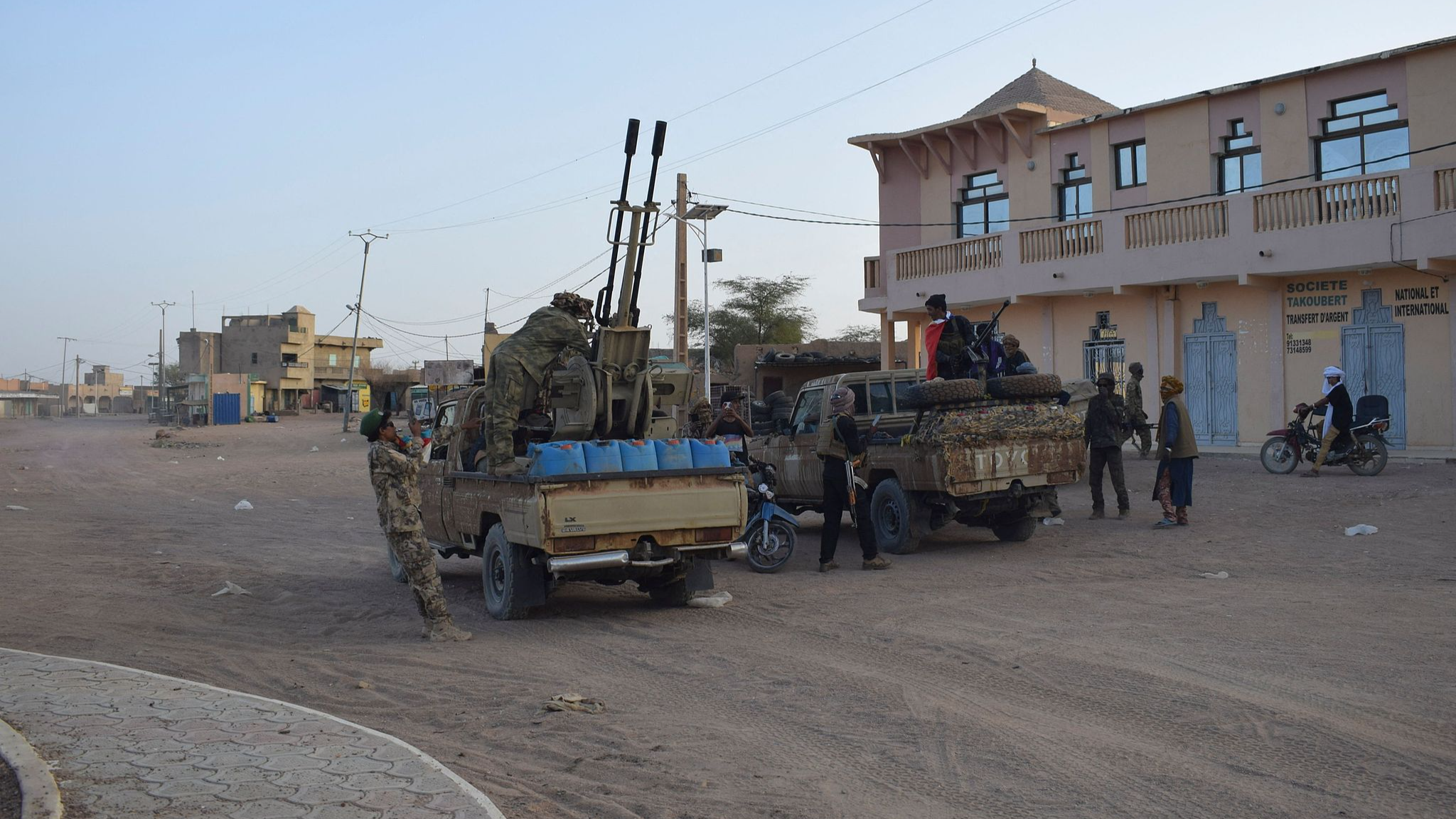Tuareg militants of the FLA (Federal Front for the Liberation of Azawad) rode in pickup trucks in Kidal, Mali on April 26, 2026. /CFP