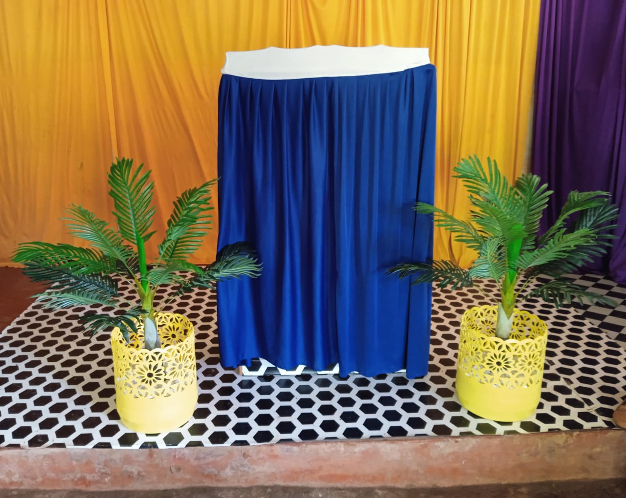 Recycled jerry can decorated on a church podium Migori County, Kenya, September 27, 2025/ Nixtone Ambiche