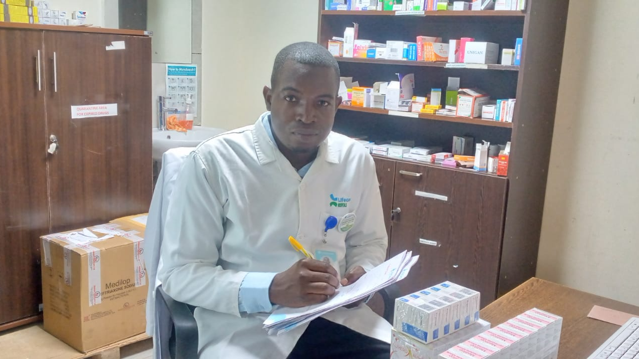 Nixtone Ambiche at the pharmacy in Lifecare Hospital Migori County, Kenya on May 10, 2026/ Nixtone Ambiche