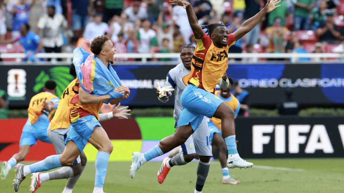 DR Congo's players celebrate qualifying for the FIFA World Cup, March 31, 2026. /Reuters