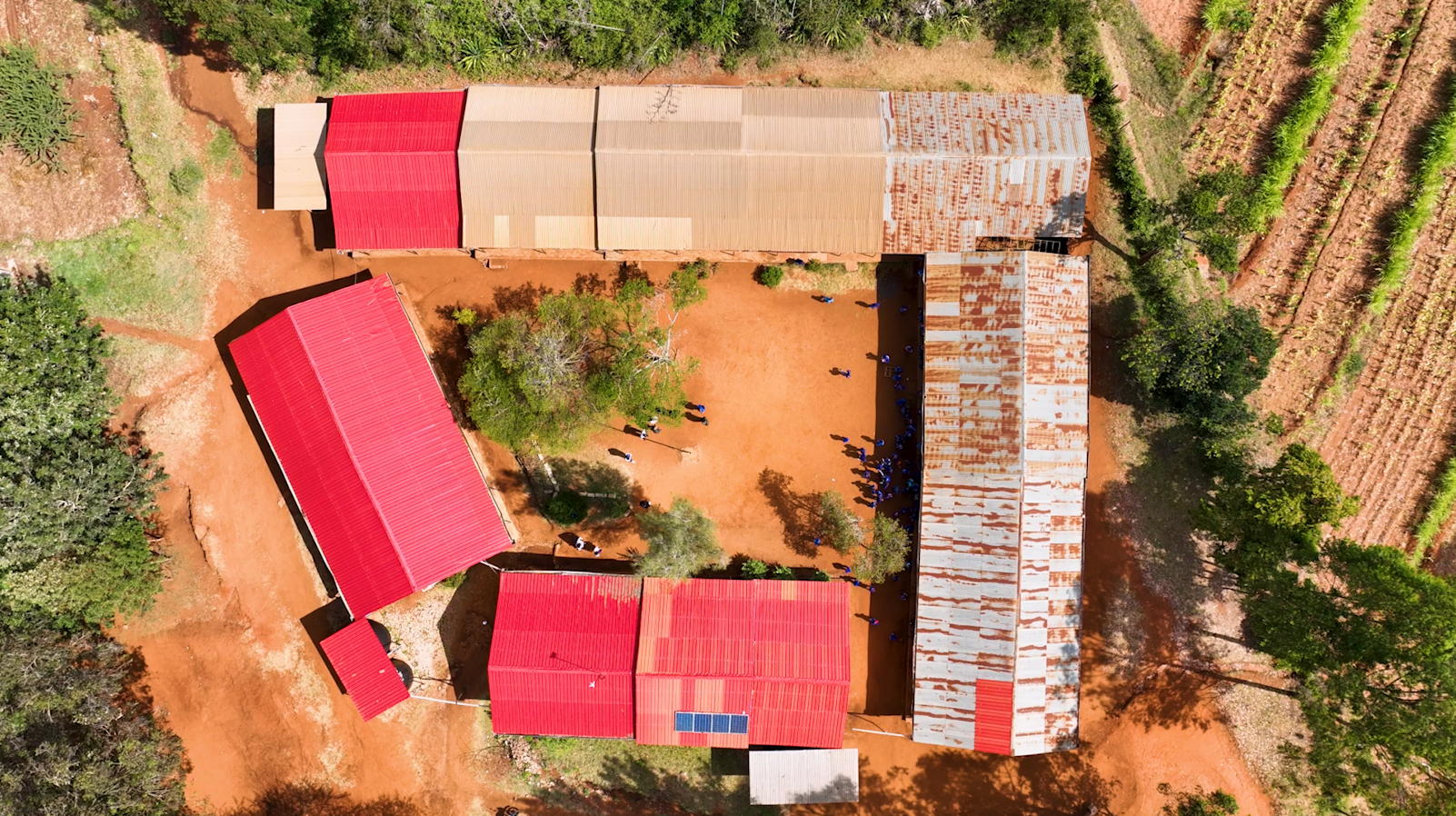 Aerial view of Kitonyini Primary School in Makueni county, Kenya.