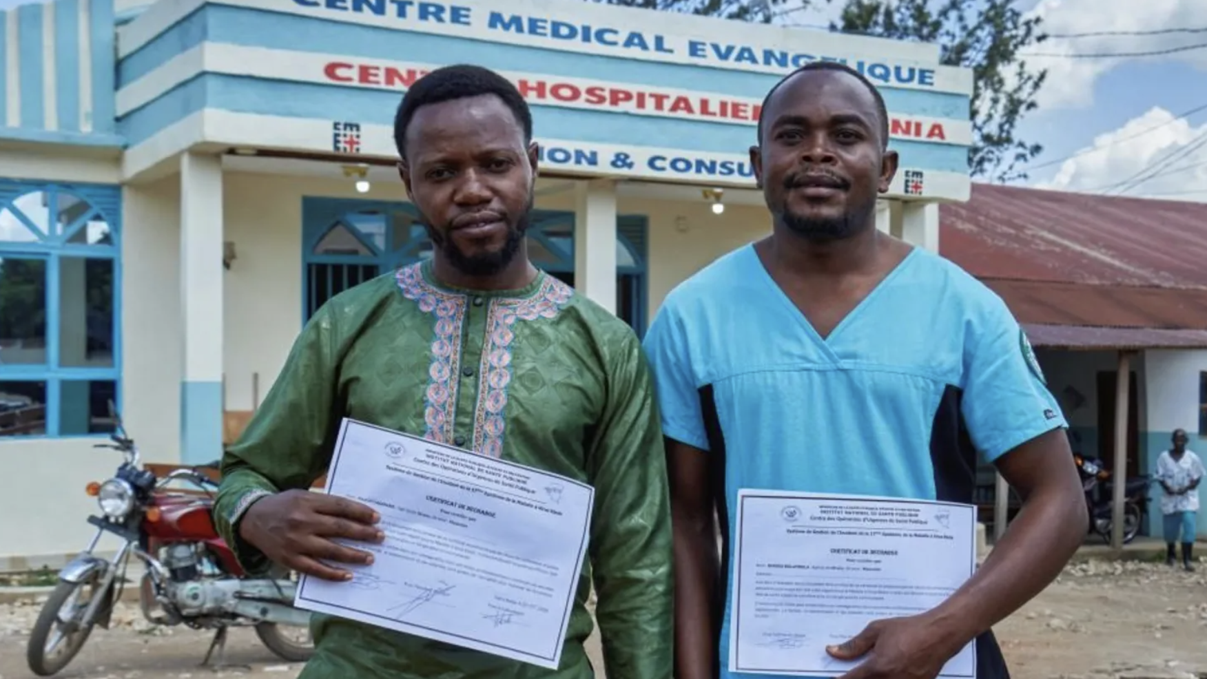 Makati Tagirabo (L) and Baraka Bulambula (R) two of the nurses that recovered from Ebola in the DR Congo, May 30, 2026. /Reuters