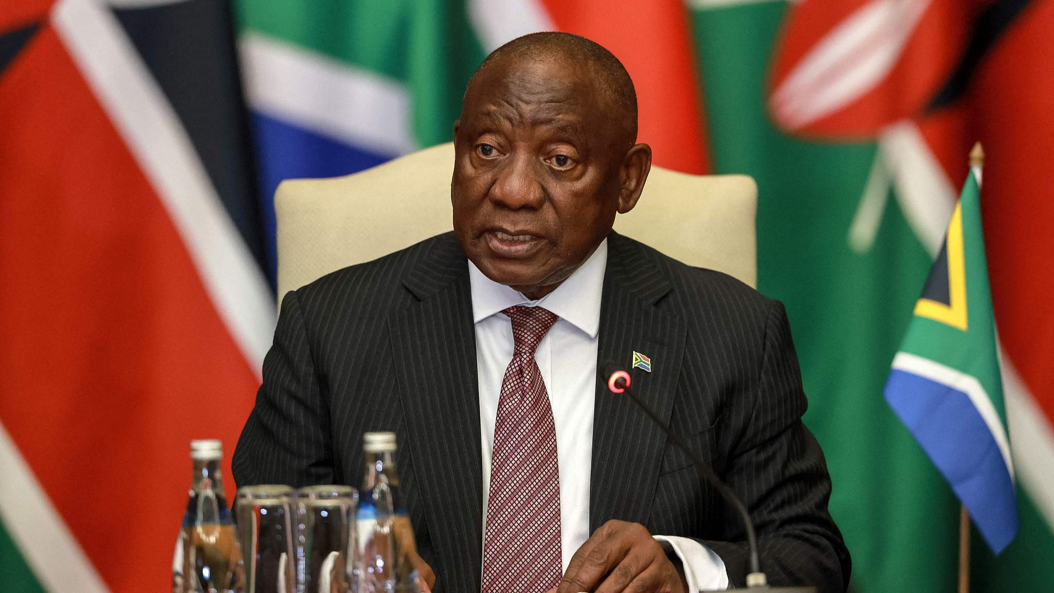 South Africa's President Cyril Ramaphosa speaks during his meeting with Kenya's President William Ruto at the Union Buildings in Pretoria, South Africa on June 4, 2026. /CFP