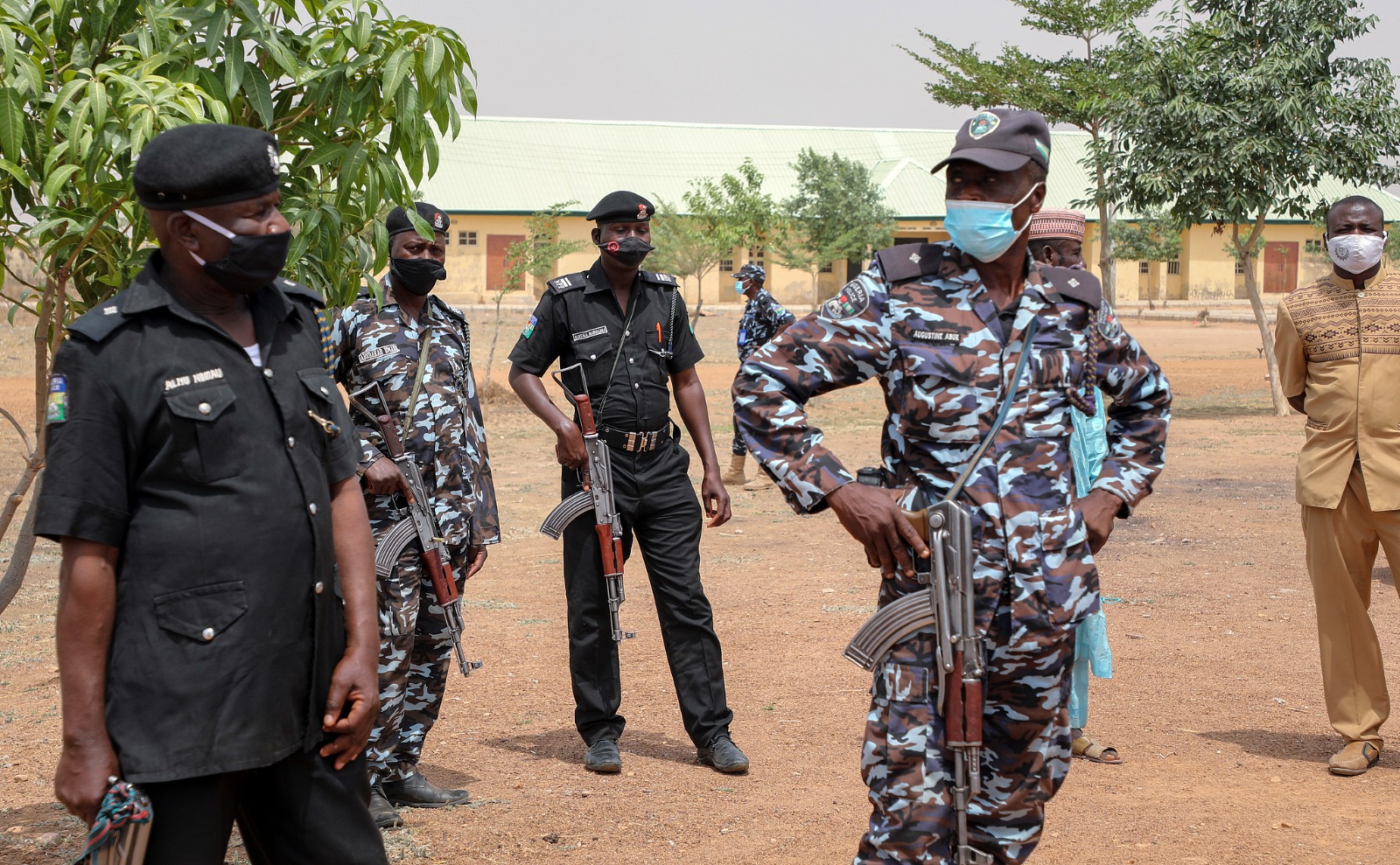 Security forces guard the Government Girls Junior Secondary School where more than 300 girls were abducted by gunmen, in Jangebe town, Zamfara state, northern Nigeria, February 28, 2021. /CFP