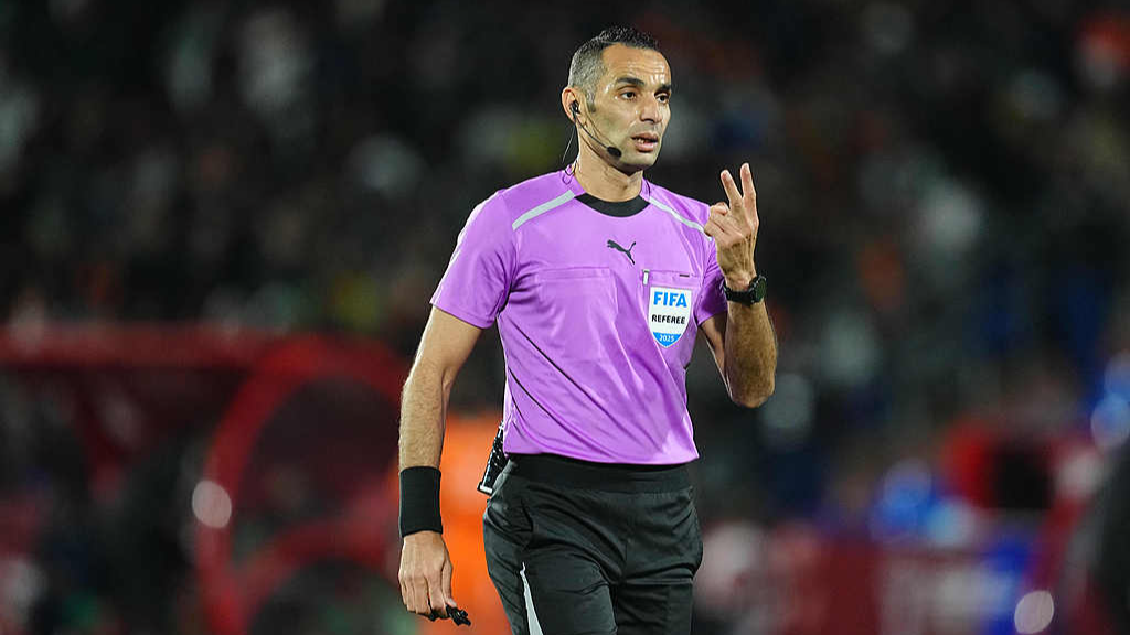 Mustapha Ghorbal gestures during the AFCON Group F match between Ivory Coast and Cameroon at Marrakech stadium, Marrakech, Morocco on December 28, 2025. /CFP